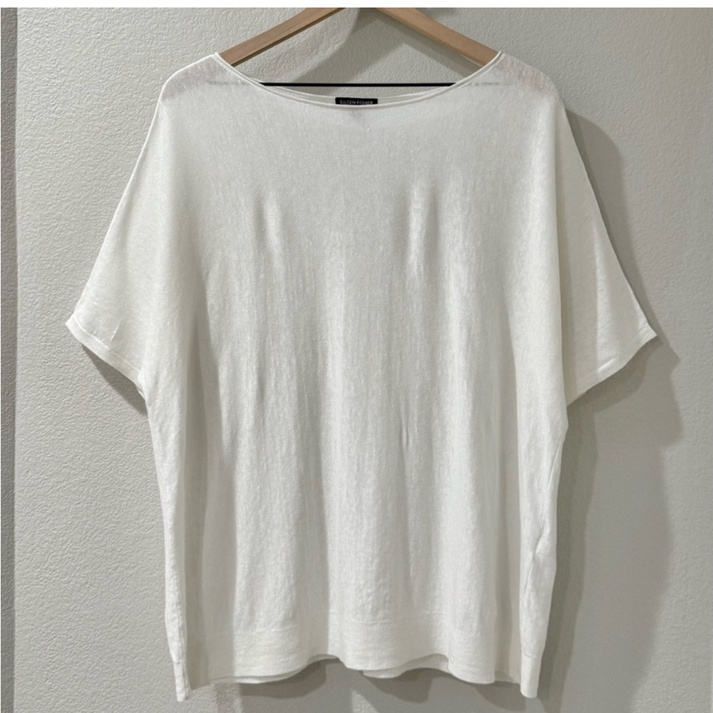 Eileen Fisher linen cotton bateau neckline top